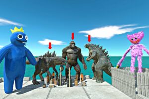Rainbow Friends Blue Rescues Kissy Missy | Fight KongxGodzillaxZilla -Animal Revolt Battle Simulator