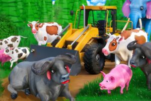 Transporting Farm Animals : Cow, Buffalo, Pig, Elephant, Gorilla | Animal Fights & Adventure Stories