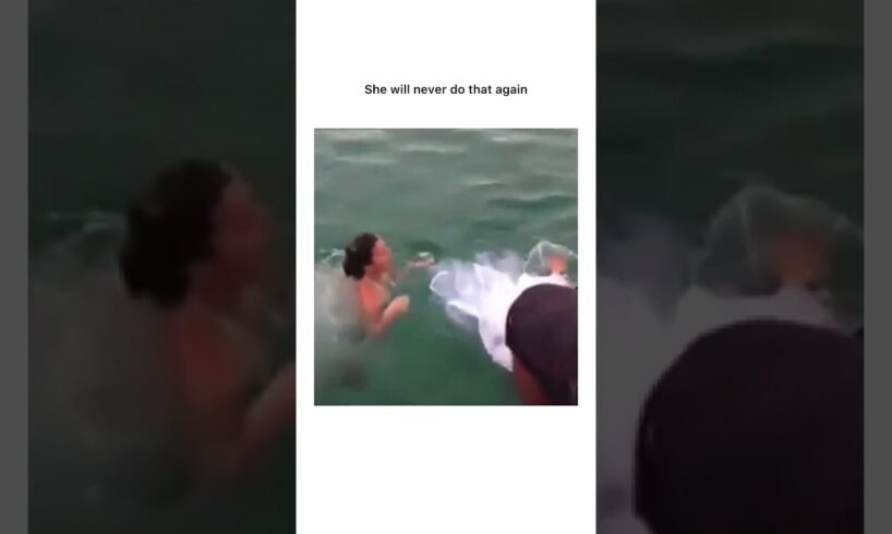 never jump with a wedding dress into the water #neardeath
