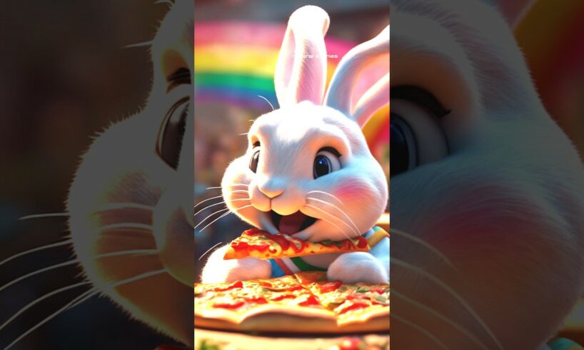 rabbit eating is pizza🍕 #cutecat #rabbit #cute