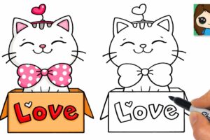 How to Draw a Cute Kitten for Valentines ❤️ Easy Cat Art