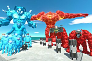 Ice Mutant Primates Rescues Lava Golem Evolution and Fight - Animal Revolt Battle Simulator