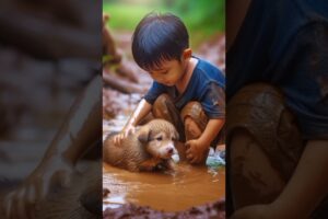 Toddler rescues puppy in mud 9