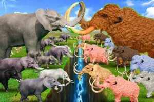 Zombie Mammoth Vs Woolly Mammoth Fight to save Giant Elephant Animal Mammoth War