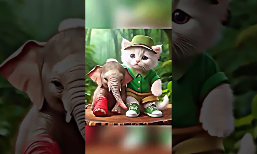Cat rescue the elephant 🐘🐘 #shorts #cat #catlover