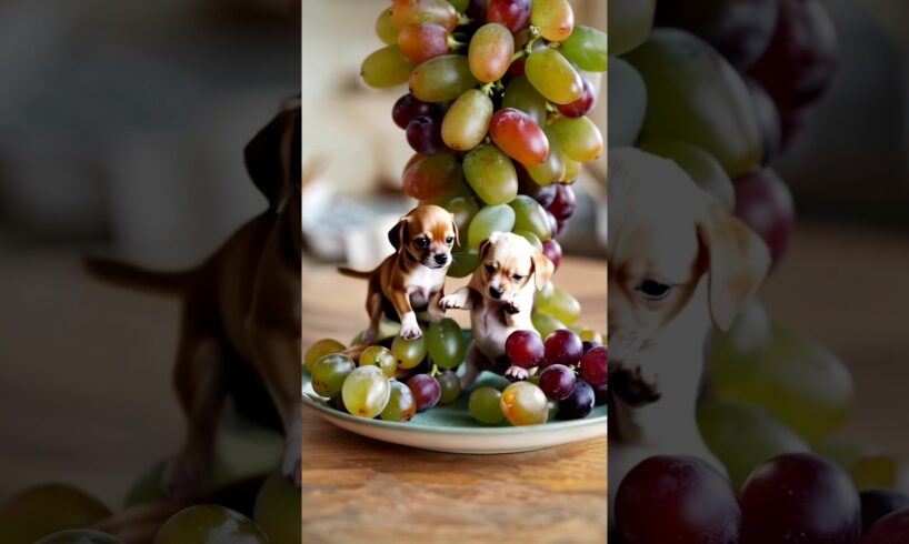 Cute Puppies Appearing from Tasty Grapes!! #shorts #ai #aiart #grapes #puppy #dog #puppies #cute
