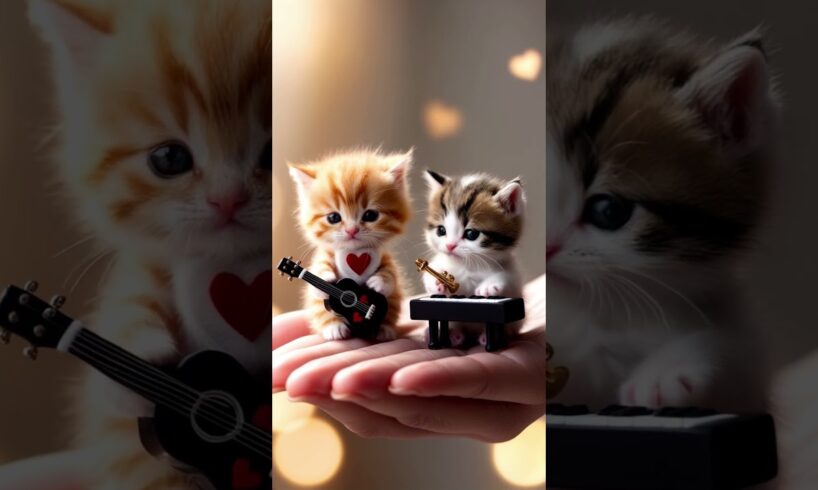 Little Animals Playing with Guitar 🎸 #cute #animalswalk #animals #shortsvideo #cat #cats #catlover