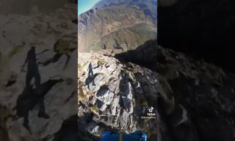 Near death BASE jump fail #fail #basejump #crash #neardeath #9lives #fuckup