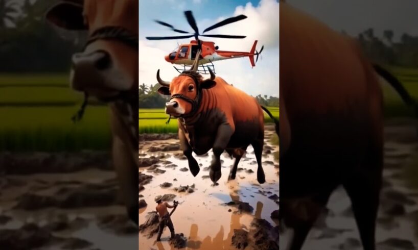 Firefighters Rescue Poor Pregnant Cow With Helicopter | Episode 11 #animals #sad #emotional #shorts