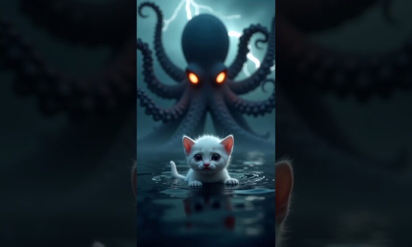 Hero Dad Cat Rescues Kitten from Giant Octopus! ๐ฑ๐ฑ #CatRescue #ShortsFeed #ViralShorts"