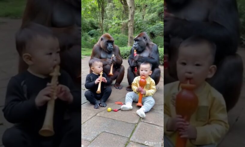 Baby and gorilla intimate moment#gorillababy #cute #animals #gorilla #baby