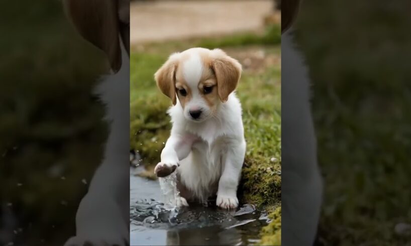 Cute puppies playing water#puppielove #cuteanimal #beautiful #youtubeshorts