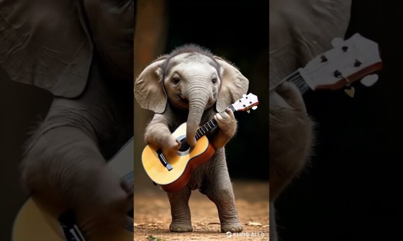 Elephant Playing Guitar #cuteanimals#ai #minianimals#shorts #cute #animals#amazing#magic#funny#pets