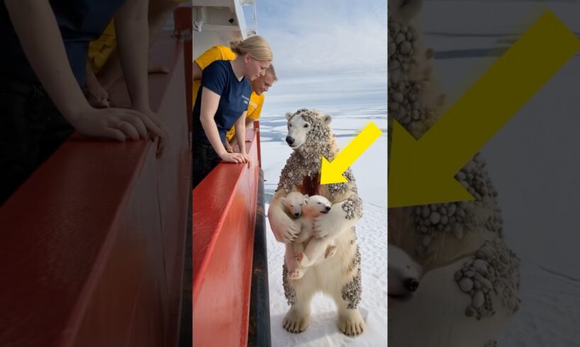 Heartwarming rescue of polar bear mom by volunteers in harsh Arctic.