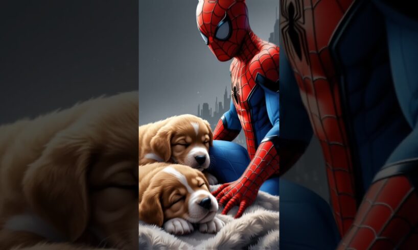 Spiderman aur supergirl ne dekhe do cute puppies #spiderman #supergirl #ytshorts