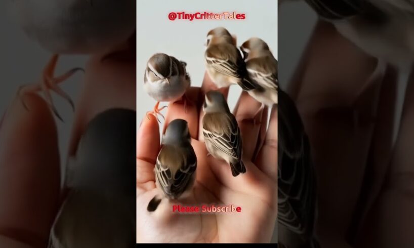 a tiny bird playing on human hand #animals #cuteanimals #tinycreatures