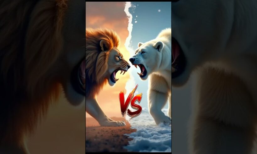 Comparison between wild animals. Lion vs polar bear. #shorts #animal #fight