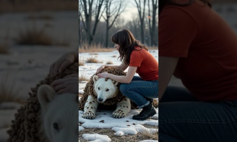 Cute Bear Stung by Bees, Rescued by a Kind Girl #shorts #animal #animalresuce