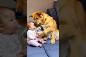 Dog feeds baby milk 😱🤣🍼👶🏻❤️🚀🌈✅