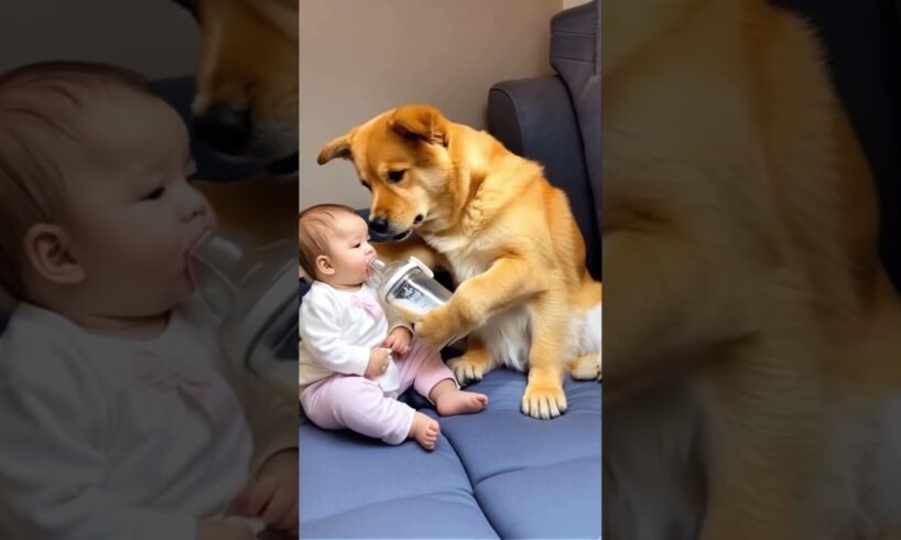 Dog feeds baby milk 😱🤣🍼👶🏻❤️🚀🌈✅