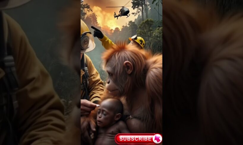 Orangutan & Baby RESCUED from Raging Wildfire!🐵|Heart-Stopping Animal Rescue #animals #trendingnow