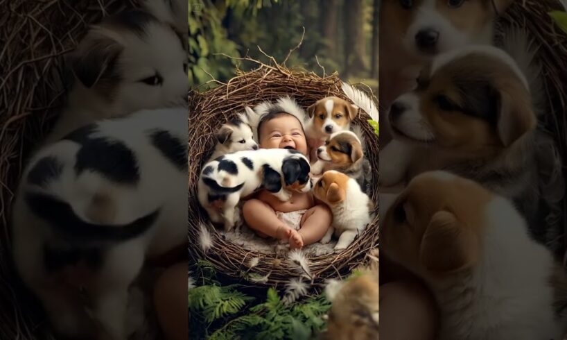 Toddlers and cute puppies | an incredible friendship! #reinocartoon #cute @reinocartoonofficial