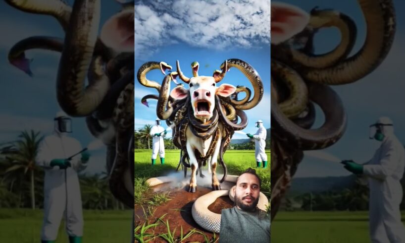 gay ko rescue team saamp se bachaya!the cow save rescue team #cow #animals #shorts #ai #viralshort
