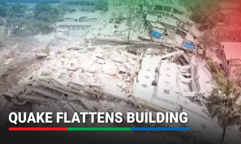 Aerial video from Myanmar shows flattened building after earthquake | ABS-CBN News