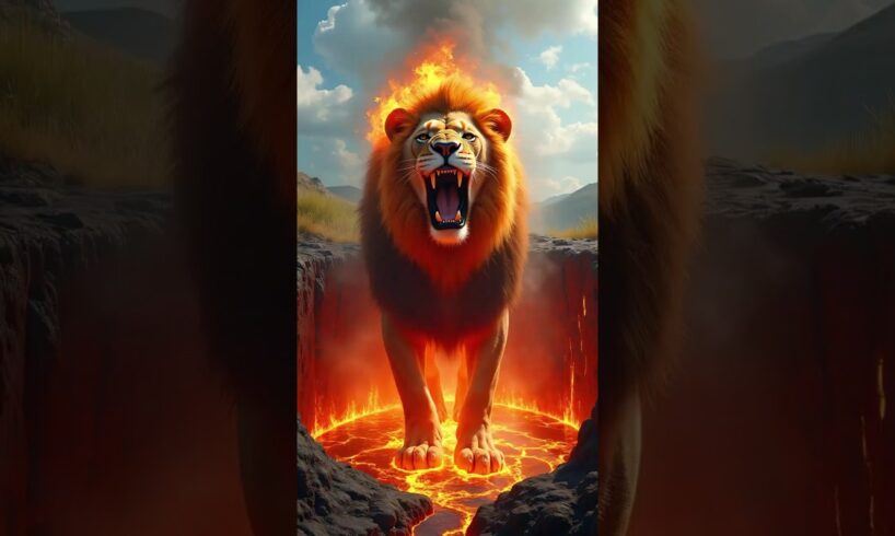 Big Lion Fallen into the Fire Pit Rescued by Rescuers #humanity #animals #lion