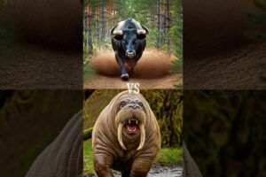 Black bull vs wild animals (leopard, bear, ram, fox, hyena) #blackbull #blackcow #wildanimals
