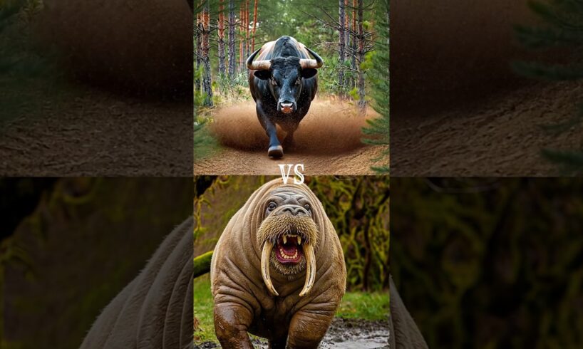 Black bull vs wild animals (leopard, bear, ram, fox, hyena) #blackbull #blackcow #wildanimals