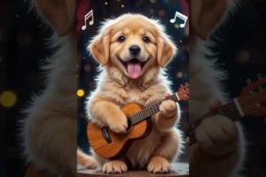 Cute animals playing guitar