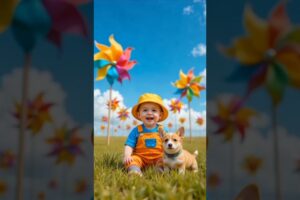 Cute baby Dancing With little puppy #baby #dog #shorts