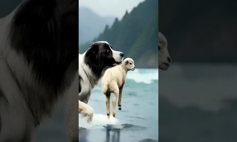 Dog Rescues Drowning Sheep! 🐕🐑#dog #rescue #sheep