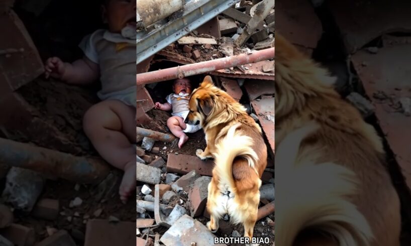 Dog rescues baby from rubble