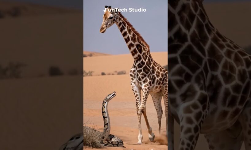 😱🐍Giraffe Vs Python Deadly Fight In Desert #animals #animal #short #wildlife #giraffe #snake #desert
