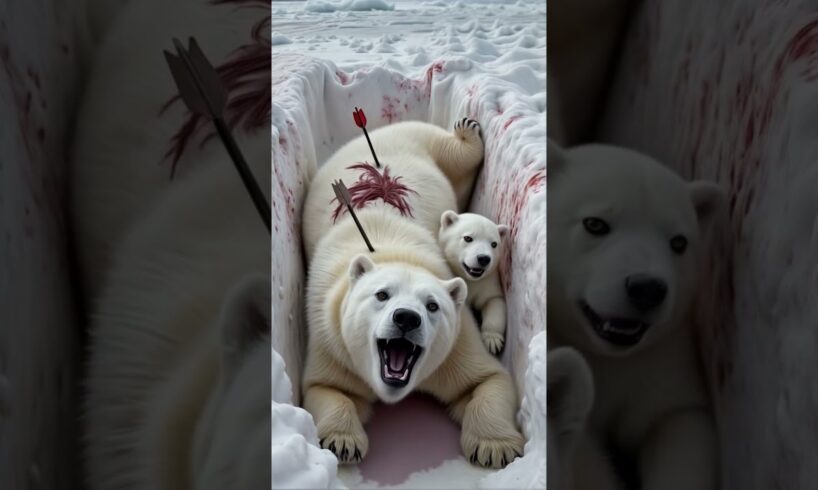 Heartwarming Story: Baby Polar Bear Rescues His Mom #shorts #animal #animalresuce