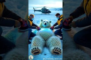 The polar bear was tightly clung to a giant beehive and thousands of bees flying along #Polarbear