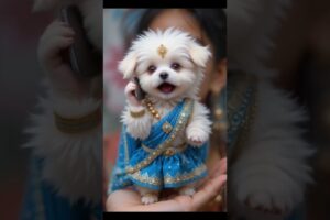 Tiny Talking Puppies on a Phone Call | Cute White Puppies on Human Palm Animation