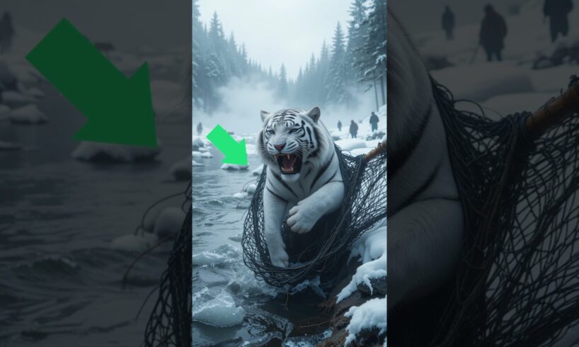 White Tiger trapped by fisherman's net and saved by rescue team #rescue #animals #tiger
