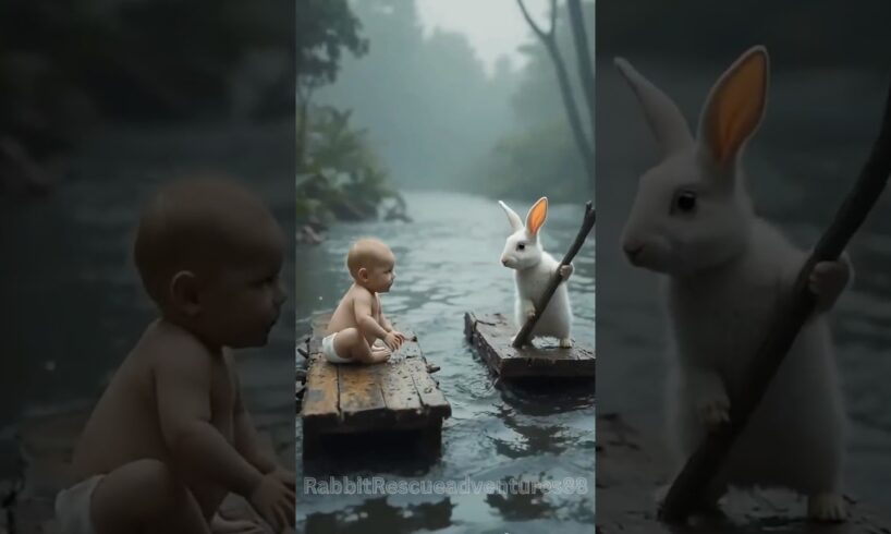 hero bunny saves baby in SHOCKING Rescue! 🐰👶 (Must Watch) #shorts #rabbitrescue #animalrescue