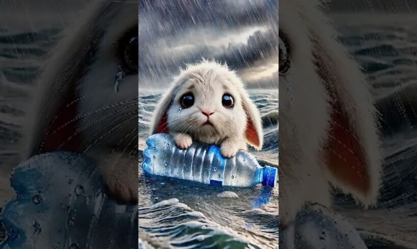 A little rabbit floating in the middleof a heavy rainstorm #Rabbit Rescue#CuteAnimals #AnimalRescue