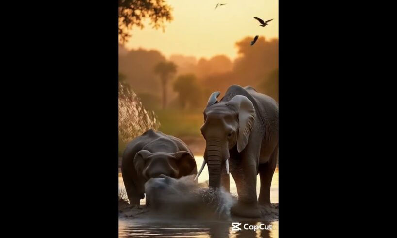 Adorable Elephants Playing in Water with Babies! ๐๐ฆ Pure Joy in the Wild