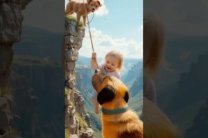 Baby Playing Near the Edge ! #dog #animals #babydogs #baby #shorts #trending