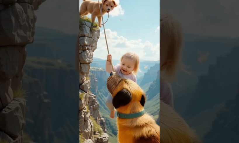 Baby Playing Near the Edge ! #dog #animals #babydogs #baby #shorts #trending