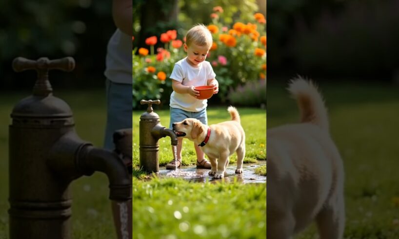Baby boy And cute puppies Drinking Milk #trendingshorts #viralvideo #trending
