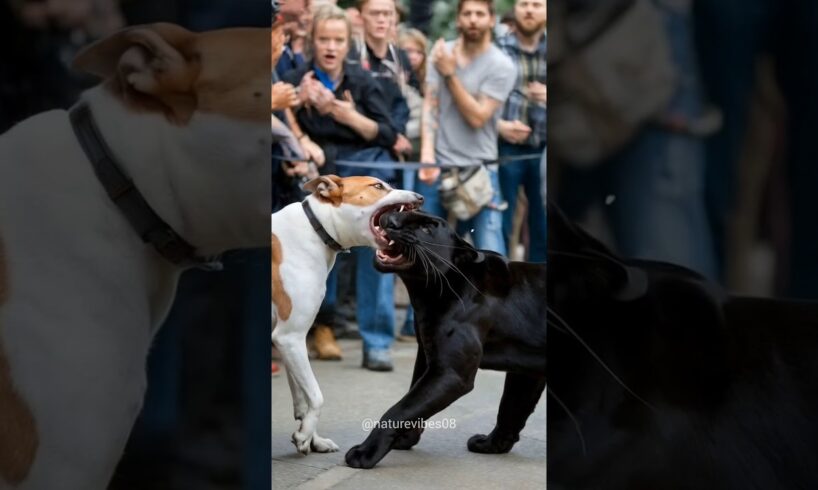 Black Panther 🐈⬛ vs Dog Fight Aggressively 🔥😱 #animals #nature #wildanimals #dog #panther #shorts