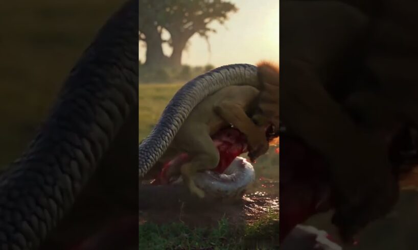 Brave Male Lion Battles Giant Python to Defend His Pride | Epic Animal Fight