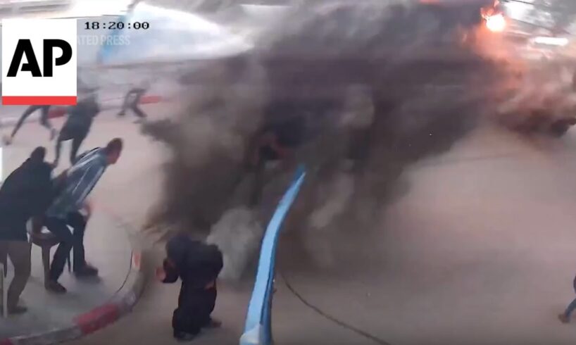 CCTV video shows moment an Israeli strike hits hospital in Gaza