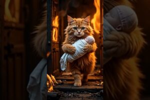 Cat Saves Baby from Fire | emotional story | animal rescue #funny #catvideos